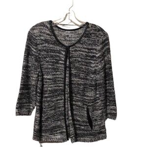 - JM collection black white cardigan knit jacket